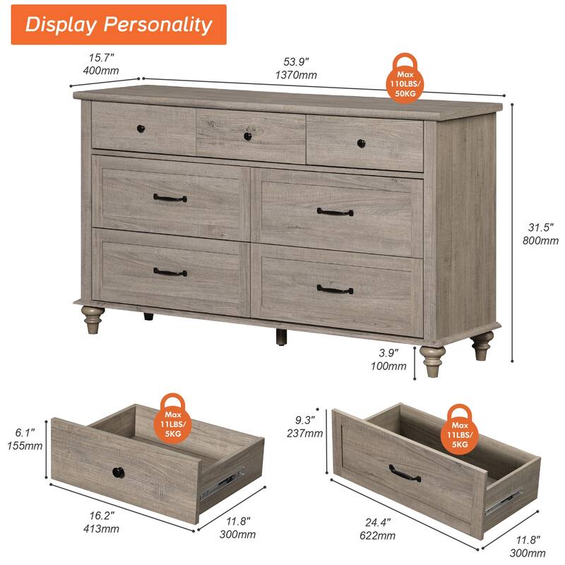 Kids Dresser with 7/8 Drawers for Bedroom, Wide Dresser for Kids Room