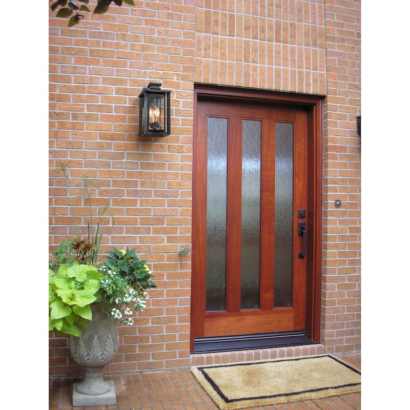 Modern 3-Light Outdoor Wall Lantern with Seeded Glass