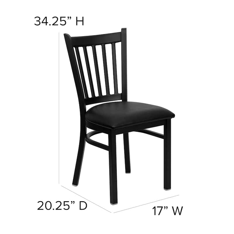 Vertical Back Metal Restaurant Chair - 17"W x 20.25"D x 34.25"H - 17"W x 20.25"D x 34.25"H