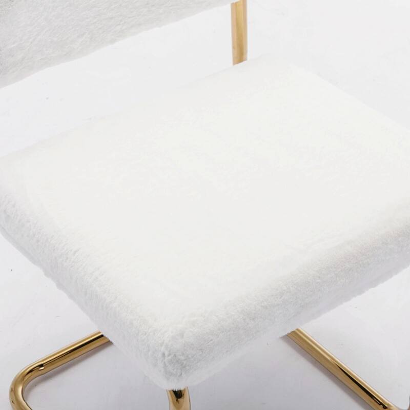 Modern Corduroy Dining Chairs - Gold Metal Base - Armless - Channel Tufting - Set of 2