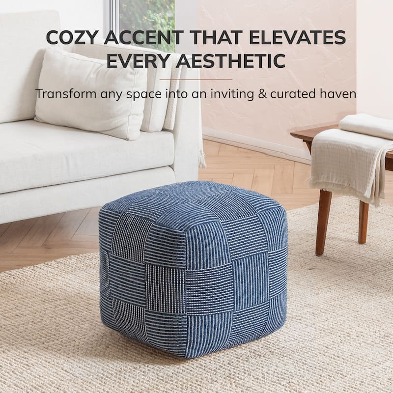 Jani 20-inch Ottoman Pouf - Handcrafted Handmade Ottoman for Seating, Footrest, Home Decor for Living Room, Bedroom