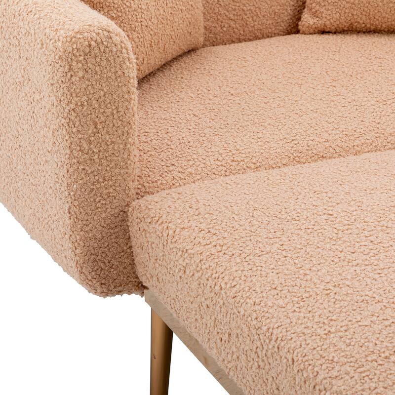 Camel Teddy 62.2" Chaise Lounge Chair with Iron Legs