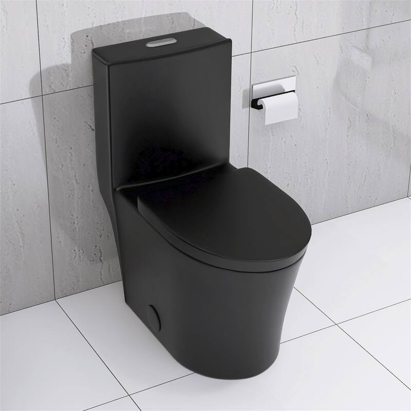Matte Black Elongated One Piece Toilet - Matte Black