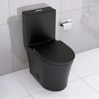 Matte Black Elongated One Piece Toilet