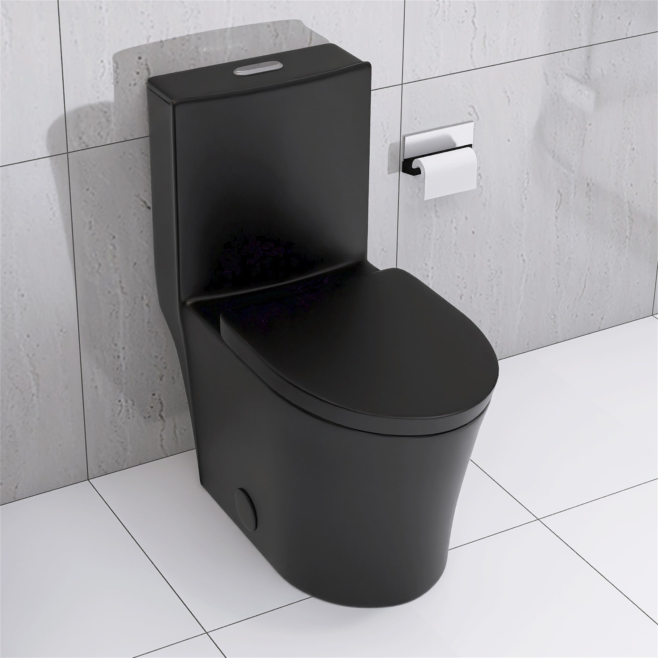 Matte Black Elongated One Piece Toilet