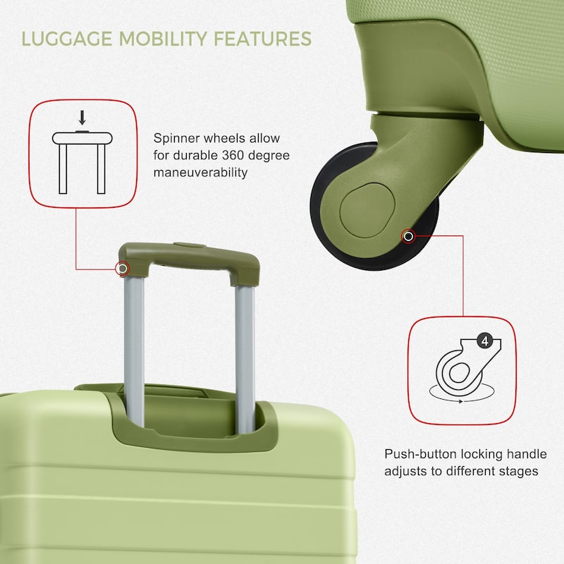 3 Piece Luggage Set with Spinner Wheels, New Model ABS Hardshell Lightweight Durable Waterproof Suitcase w/Tsa Lock, for Travel