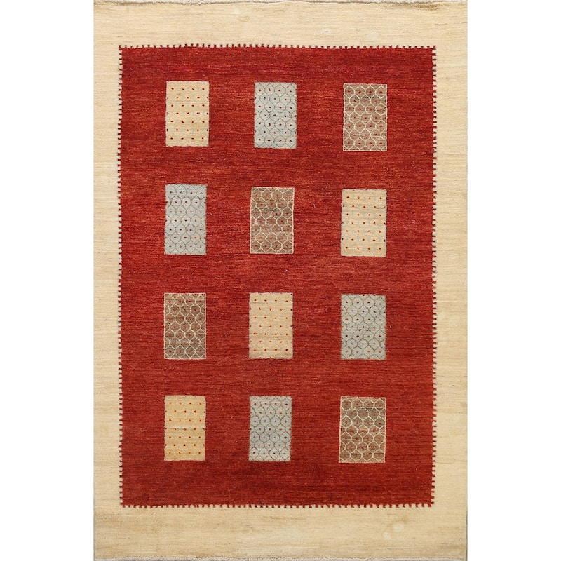 Geometric Modern Gabbeh Kashkoli Oriental Area Rug Wool Handmade - 6'0" x 7'7"