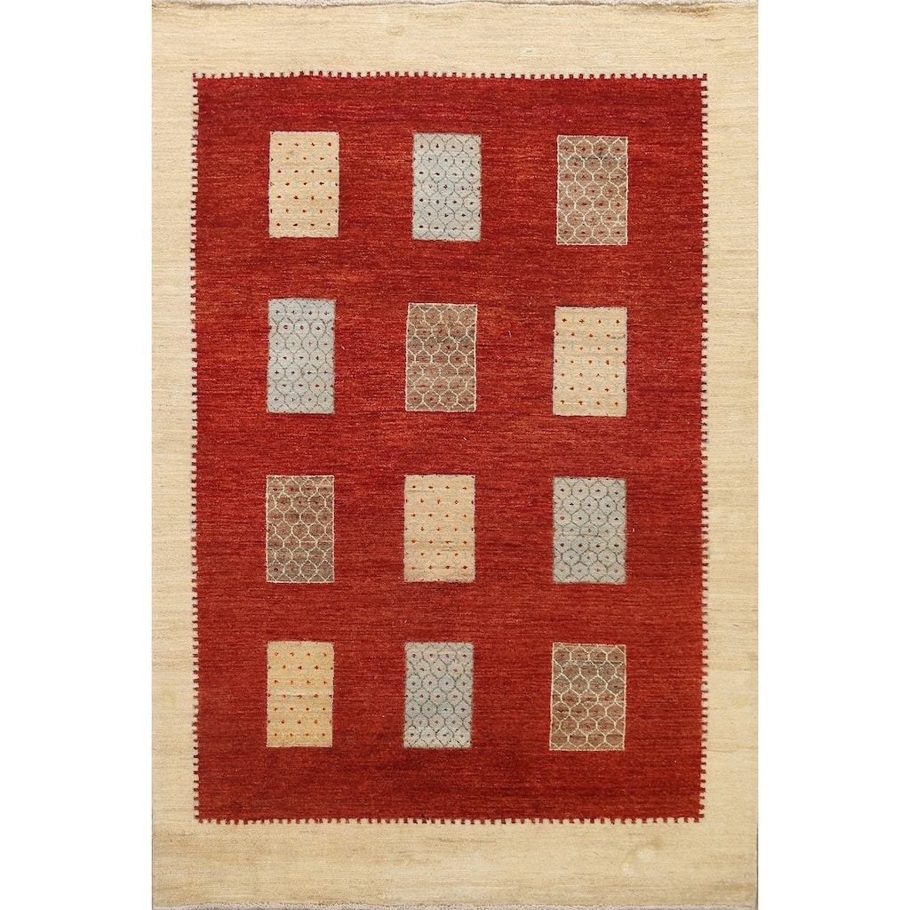 Geometric Modern Gabbeh Kashkoli Oriental Area Rug Wool Handmade - 6'0" x 7'7"