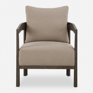 Solid Barrel Frame Accent Chair with Armrest - 29" - Brown