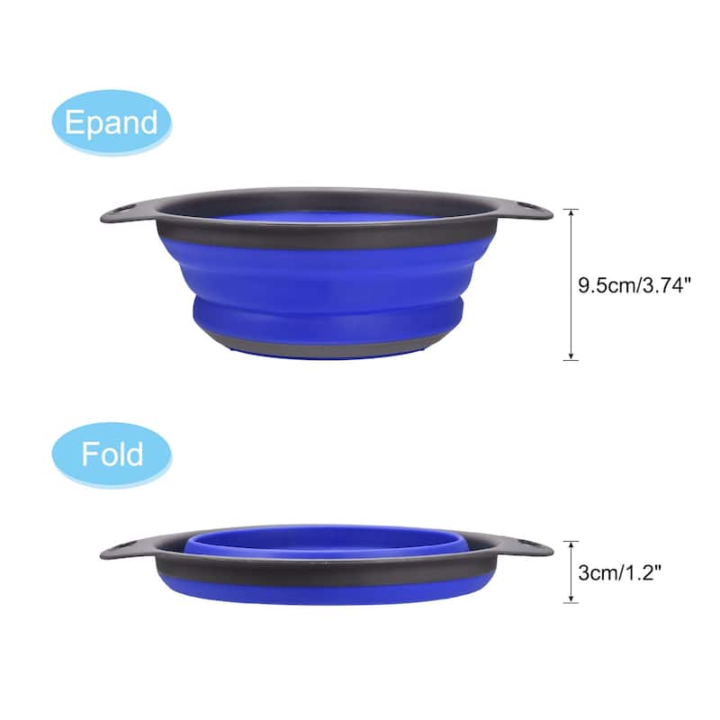 Collapsible Colander Round Foldable Strainer - Blue Dia Sizes 9.4in - 23.5cm x 14cm x 9.5cm