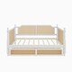 preview thumbnail 17 of 17, Antique Walnut Twin Size Daybed for Guest Room, Kids' Beds with 2 Drawers and Curved Rattan Headboard