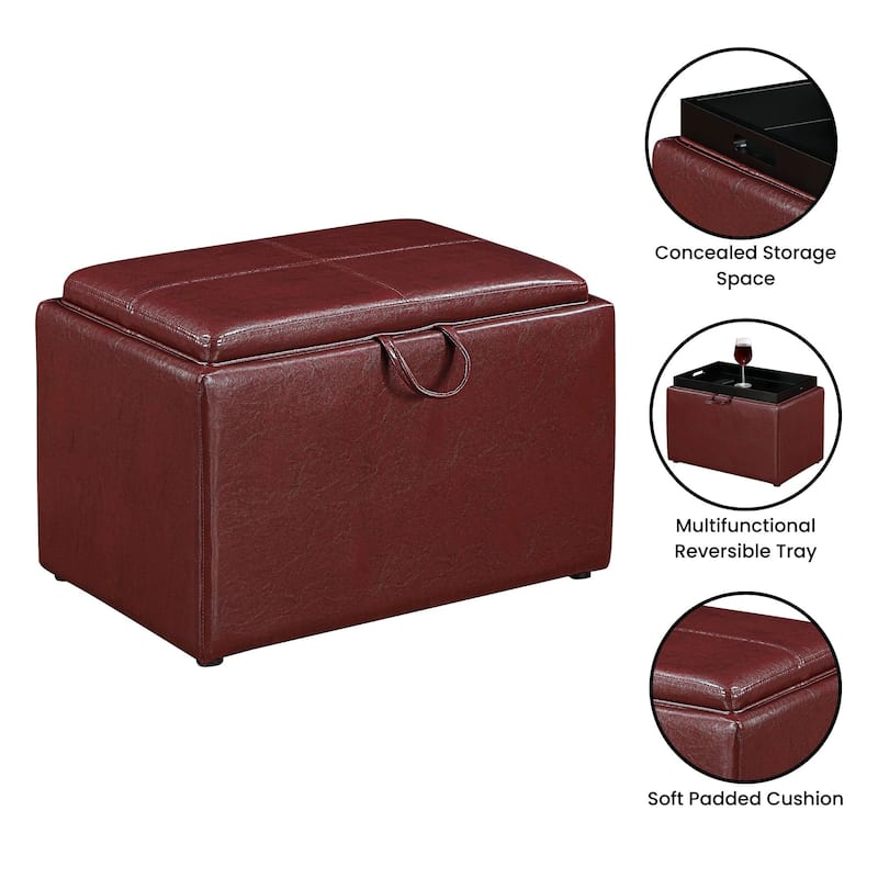 Convenience Concepts Designs4Comfort Accent Storage Ottoman with Reversible Tray