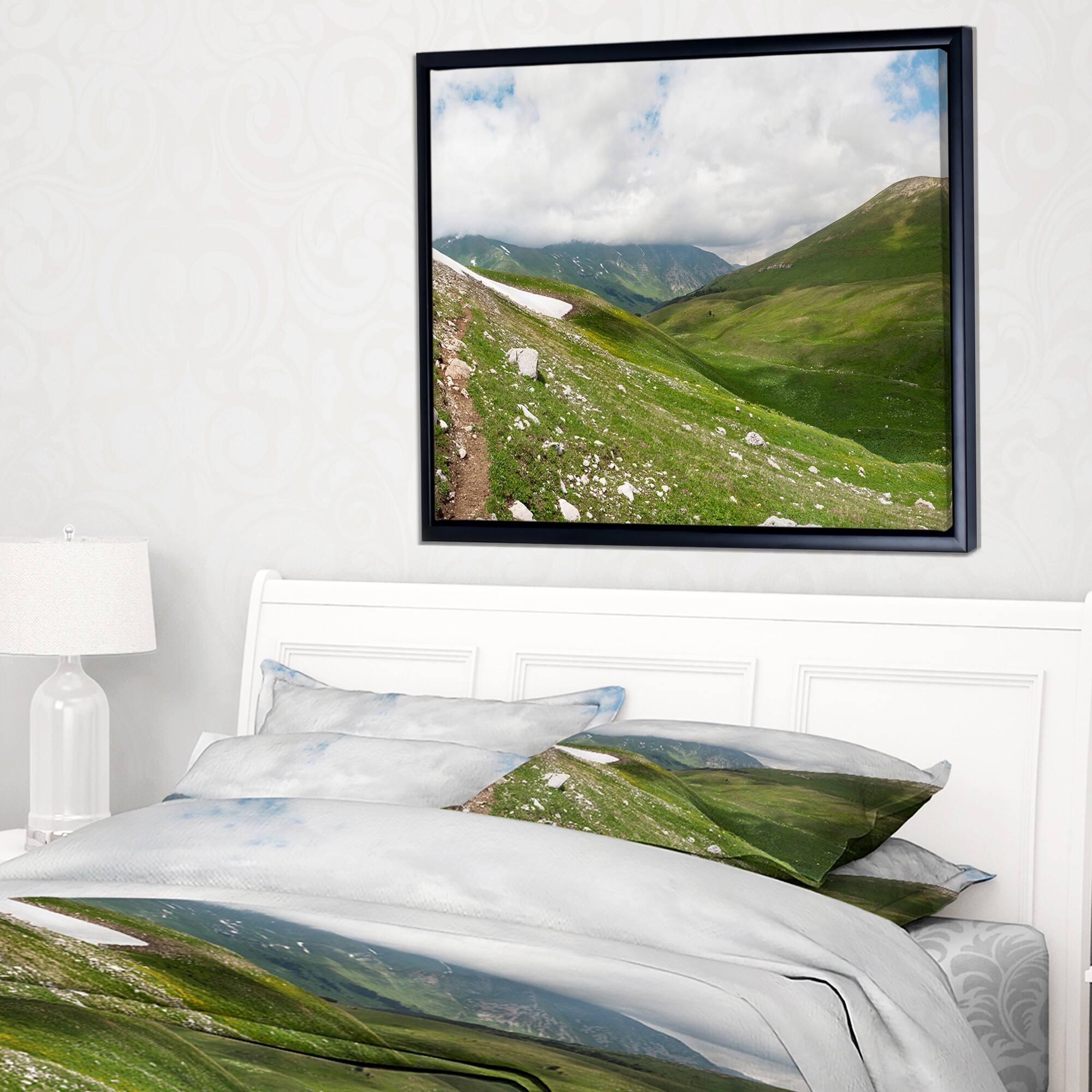 Designart "North Caucasus Green Mountains" Landscape Framed Canvas Art