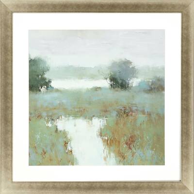 Trees and Creek II Framed Art Giclee Under Glass - Green