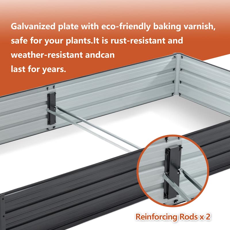 Galvanized Raised Garden Beds Outdoor/8×4×1 ft Planter Raised Beds for Gardening, Vegetables, Flowers/Large Metal Garden Box