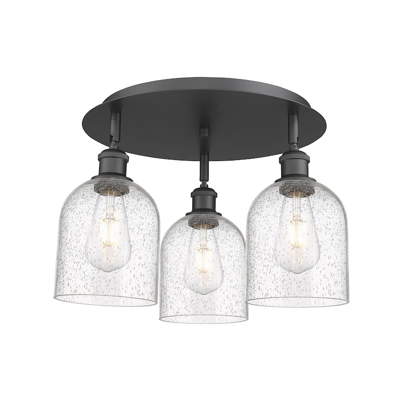 Innovations Lighting 516-3C-11-18 Bella Flush Bella 3 Light 18" Wide - Matte Black / Seedy