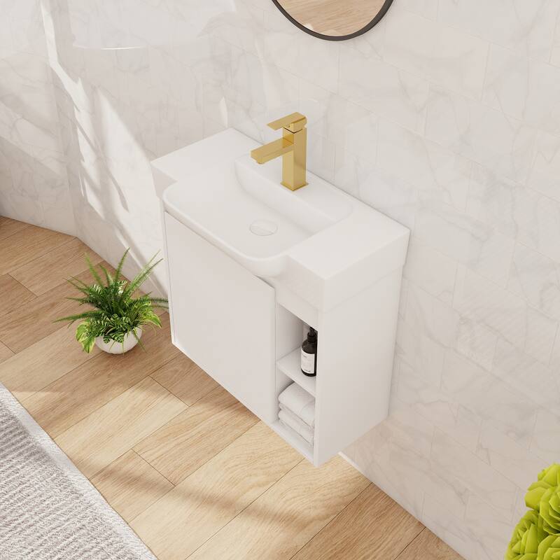Beingnext 24"/28" Bathroom Vanity with Sink, Floating Bathroom Vanity with Soft Close Door and Shelf