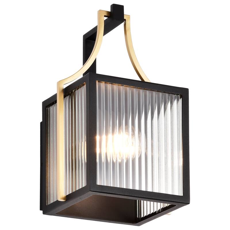 Holden Small Outdoor Lantern Gold and Black Finish Clear Glass - Black / Gold
