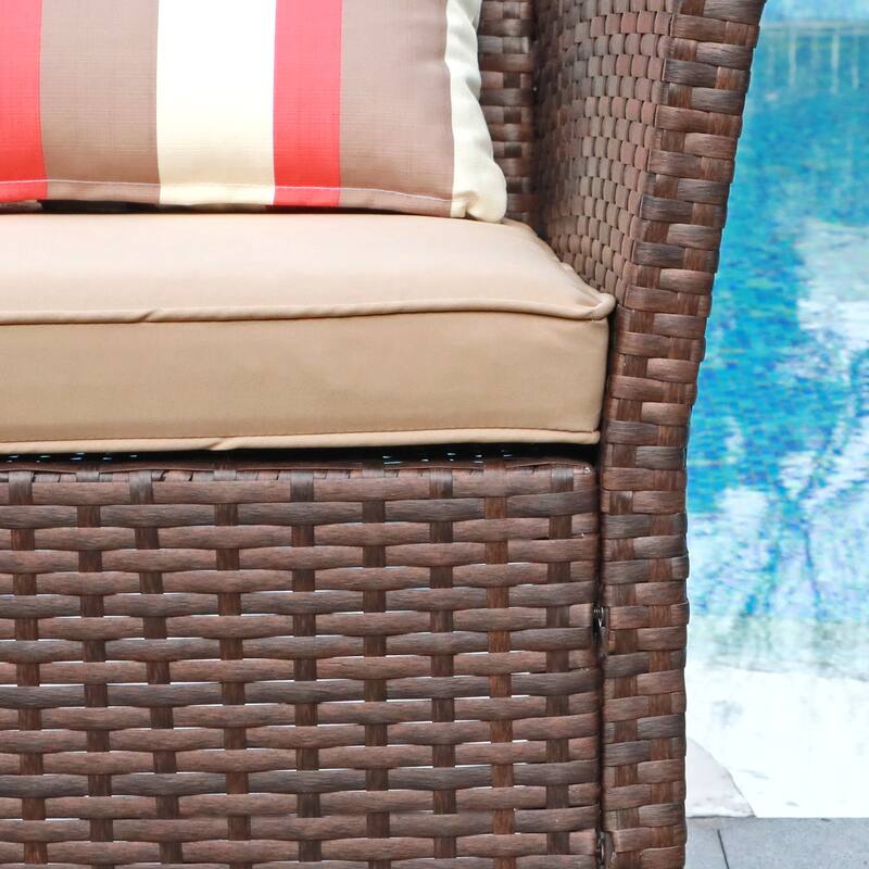 Outdoor Wicker Loveseat with Cushions