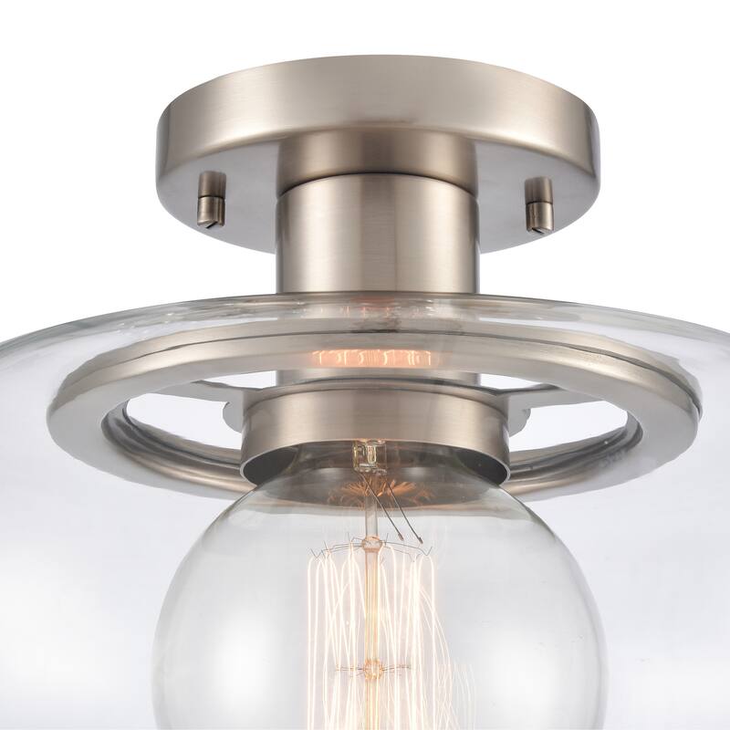 Elk Home Clement Antique Nickel With Glass Shade 1 Light Semi Flush