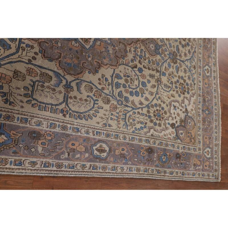 Traditional Tabriz Persian Vintage Rug Hand-Knotted Wool Carpet - 6'10"x 9'10"