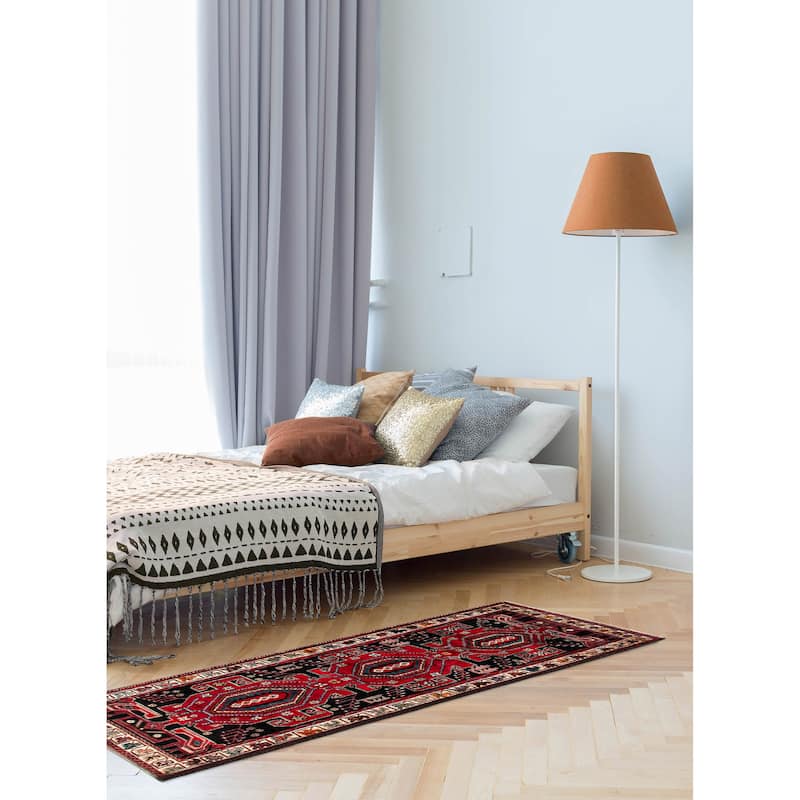 ECARPETGALLERY Hand-knotted Konya Anatolian Black, Red Wool Rug - 3'5 x 9'6