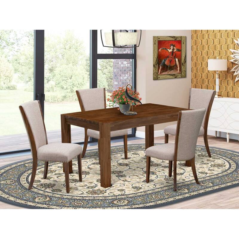5-Piece Multi-Color Solid Wood Top-Dining Room Set-Seats 4