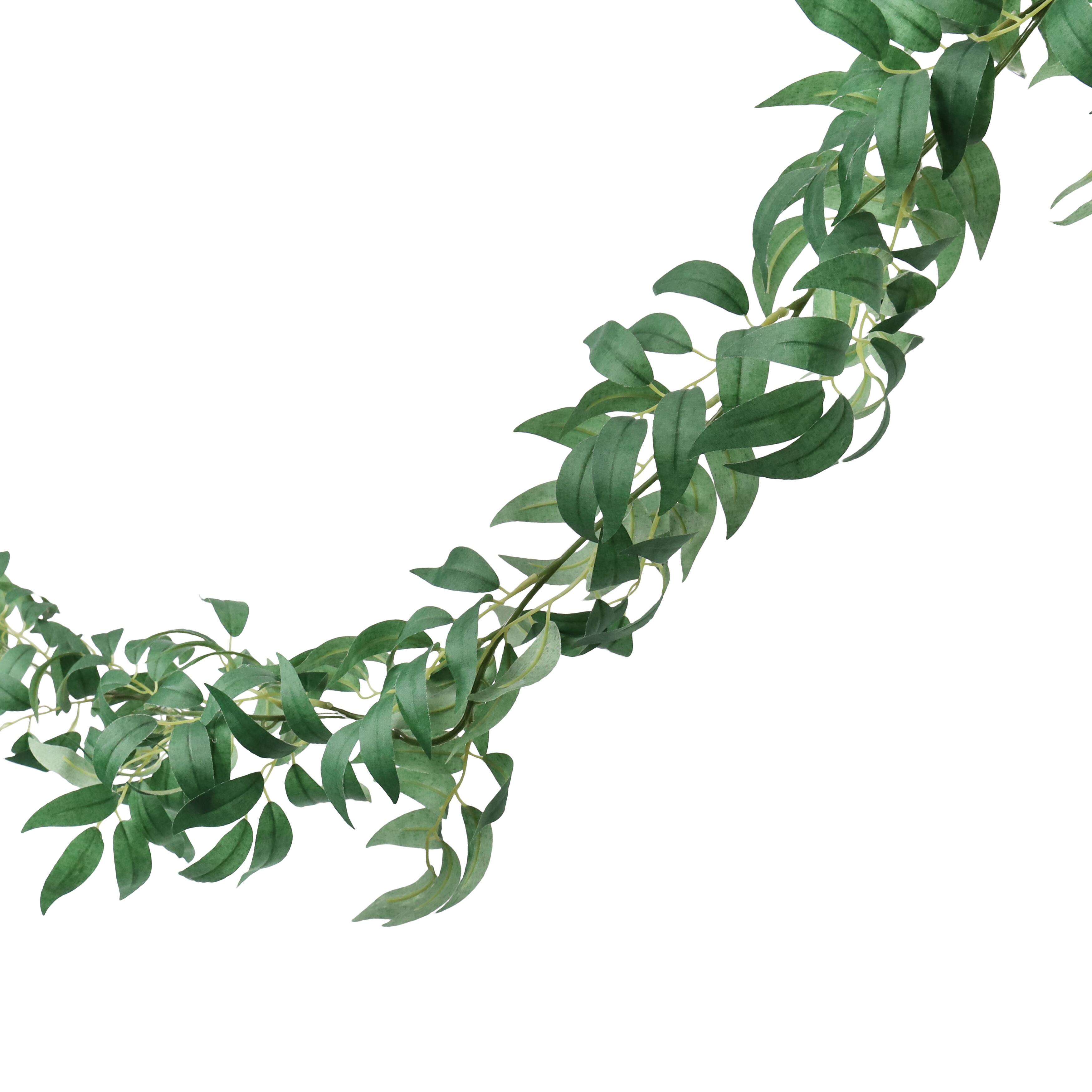 Set of 2 Artificial Willow Leaf Vine Hanging Plant Greenery Foliage ...