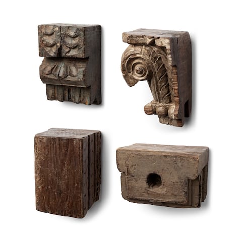 Negundo Set of 4 Antique Reclaimed Wooden Molding Wall Decor