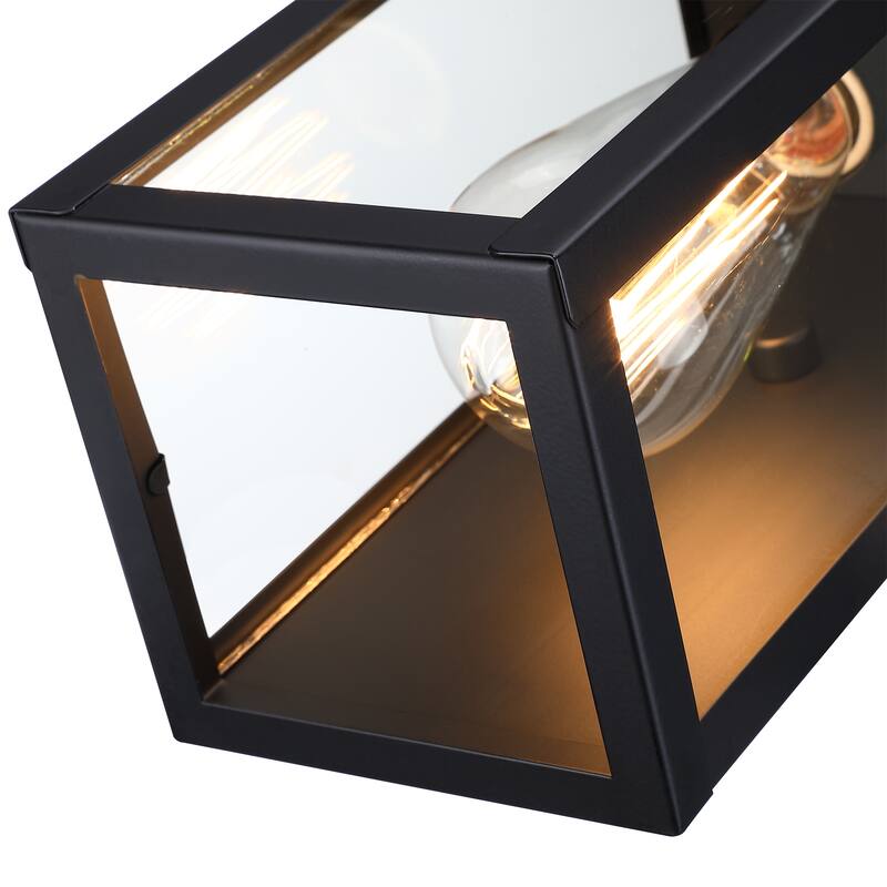 1-Light 12.76in Outdoor Wall Light with Matte Black Finish & Clear glass shade