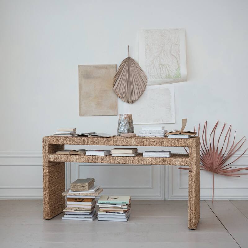 Acacia Wood and Water Hyacinth Console Table