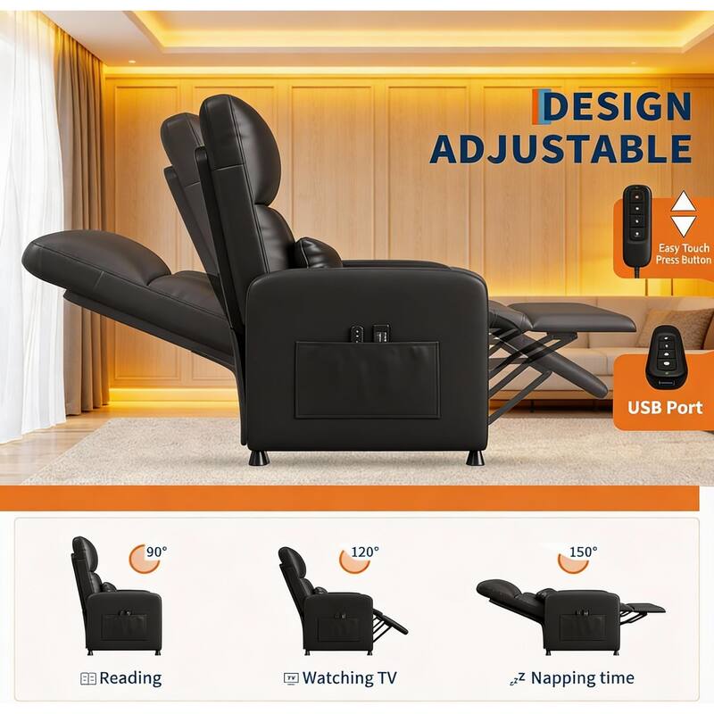 Power Recliner Chair, with Overstuffed Seat