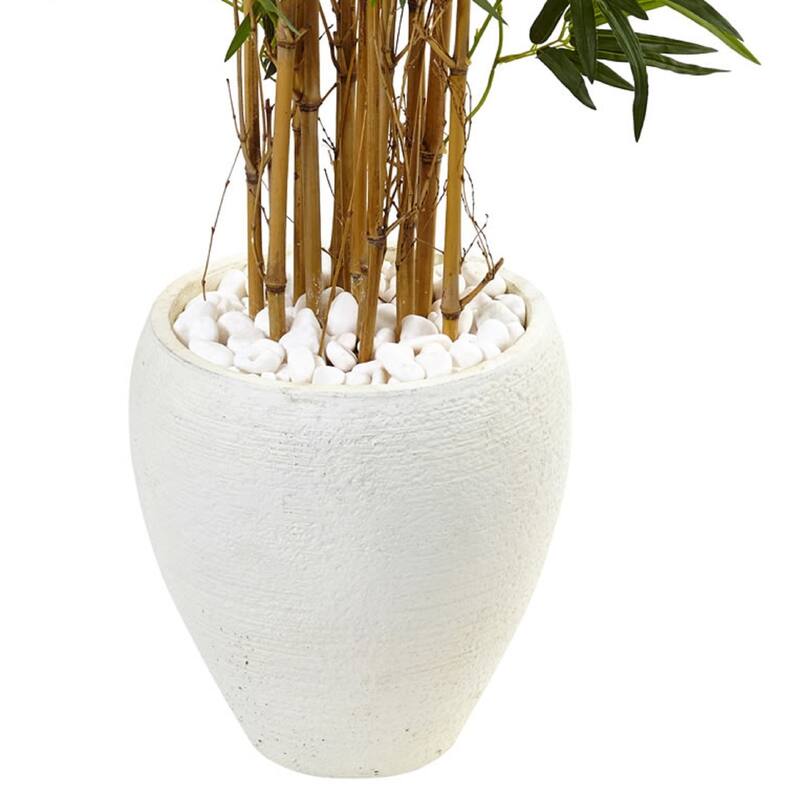 Artificial Tree with Planter - 4ft Indoor Faux Bamboo Tree - White Planter - Realistic Decorative Tree