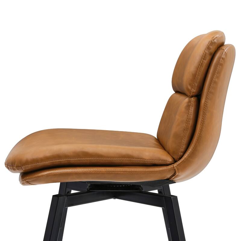 360°Swivel Bar Stools Set of 2/3/4, 26" H Seat Height with, Faux Leather Barstool for Kitchen Island and Home Bar Brown