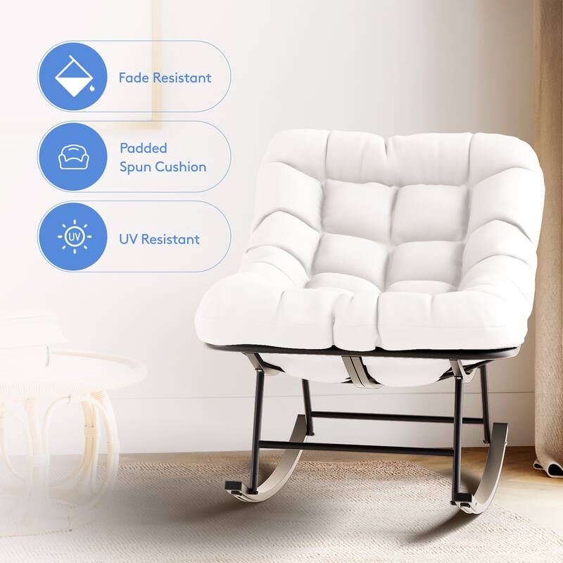 Metal Frame Chair and Footrest Set with Detachable Cushions – Outdoor Comfort and Durability