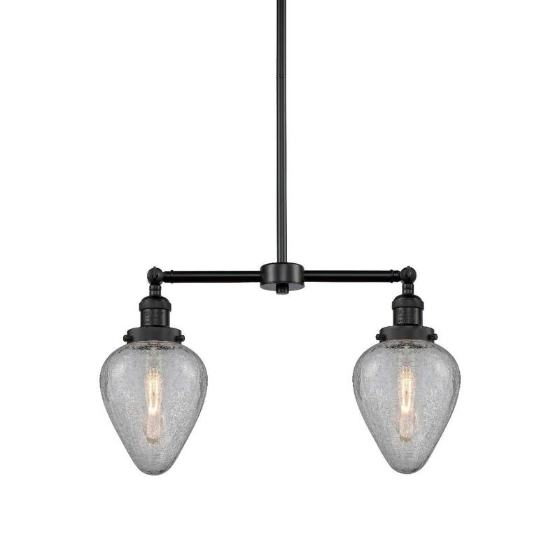 Innovations Lighting Geneseo 2 Light 21" Wide Linear Chandelier - Matte Black / Clear Crackle