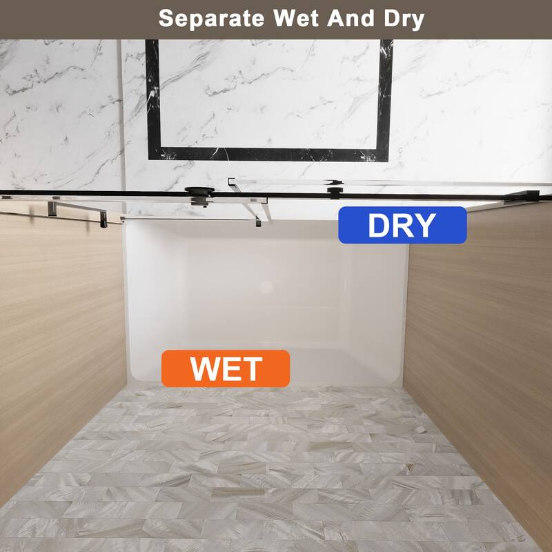 60 "W x 60" H Frameless Single Sliding Shower Door with Stainless Steel Handle - 60'' x 0.38'' x 60''