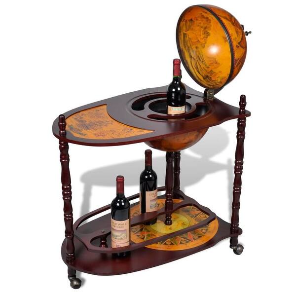 Shop Vidaxl Globe Bar Wine Stand Wood Freestanding Free Shipping