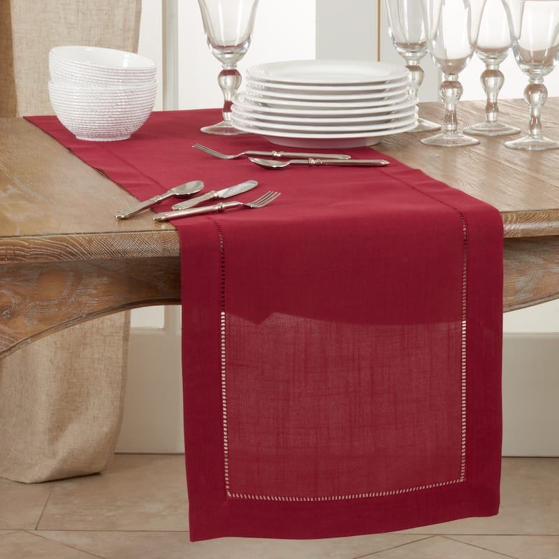 Classic Hemstitch Border Table Runner - 16"x90"