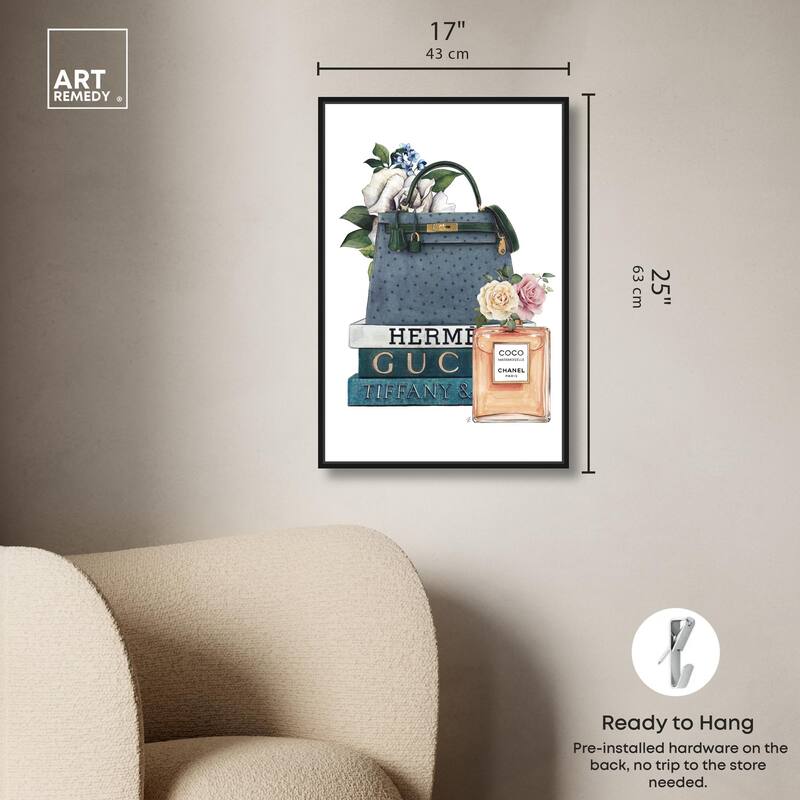 Books and Coco Orange Canvas by Art Remedy