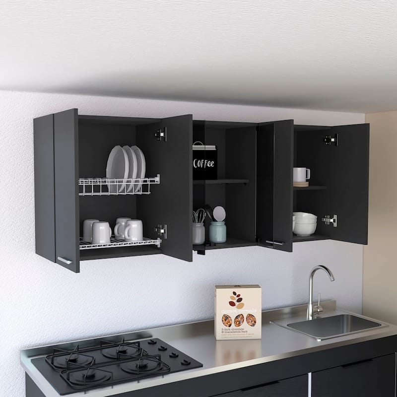 Superior Wall Cabinet With Four Interior Shelves - Black