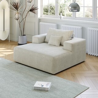 Chenille Fabric Single Sofa Beige 50-inch Sponge Lounge Chaise, Modern ...