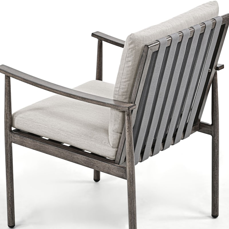 SleekLine 7-Piece Aluminum Patio Dining Set with Webbing Chair Back and Removable Cushions