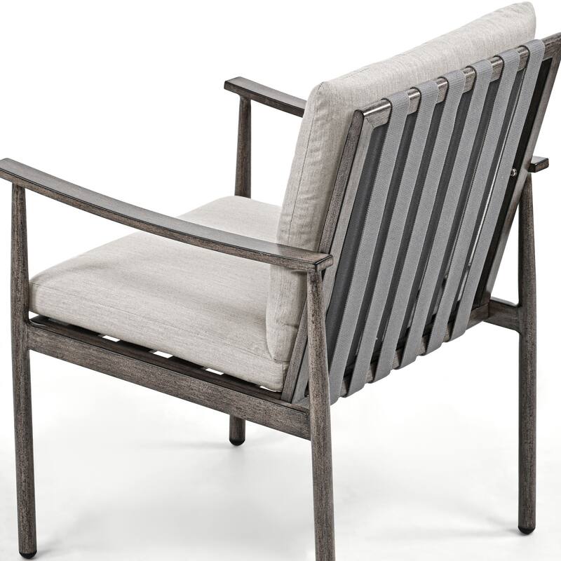 SleekLine 9-Piece Aluminum Patio Dining Set with Webbing Chair Back and Removable Cushions