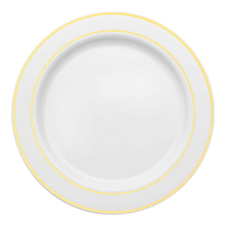 Shiny Round Edge Rim Disposable Plastic Plate Packs - Party Supplies