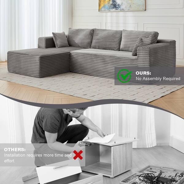 Modulaire Sectional Sofa - Boneless Cloud Couch L-Vorm Met Deep Seat, Geen Montage