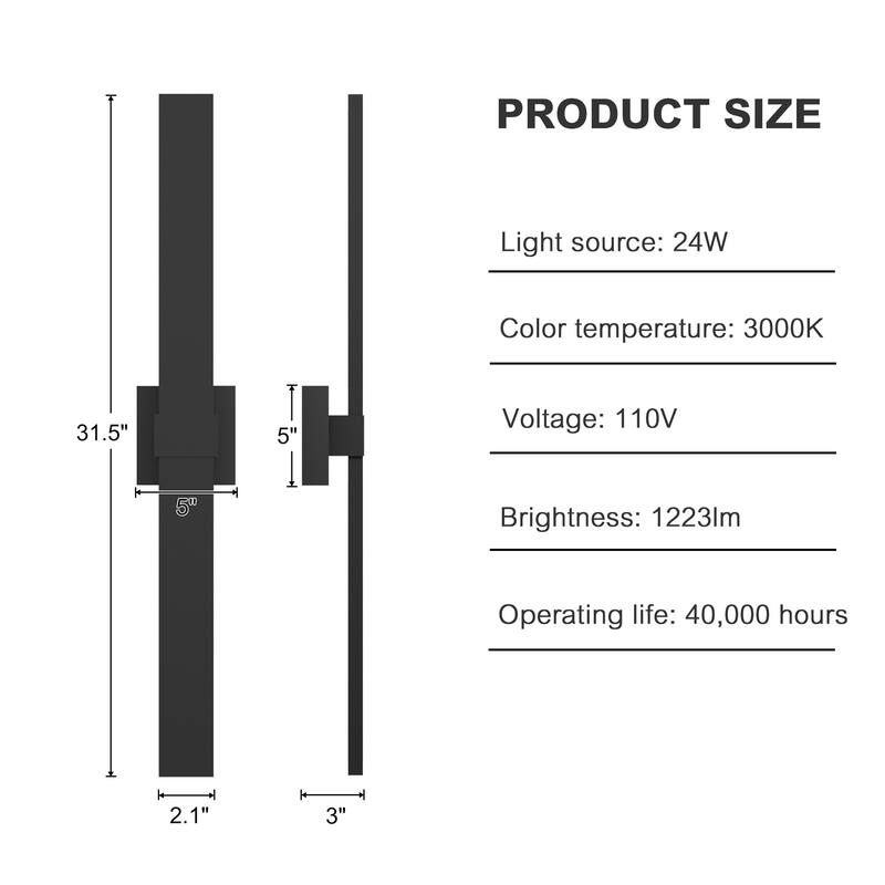 1-Light Black/White Aluminum LED Outdoor Wall Sconce (1 Pack / 2 Pack)