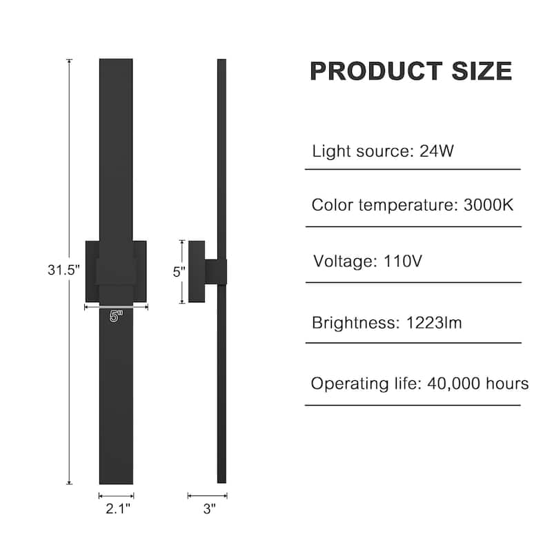 1-Light Black/White Aluminum LED Outdoor Wall Sconce