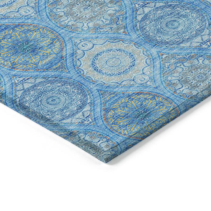 Machine Washable Indoor/ Outdoor Boho Mosaic Chantille Rug