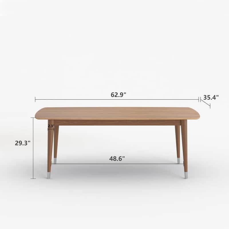 Mid-Century Modern 62.9" Rectangular Dining Table for 4-6, Solid Wood Kitchen & Dining Room Table with Tapered Legs